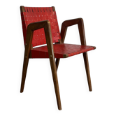 Fauteuil Pieds Compas dans le Style Pierre Cruège  France, 1950s