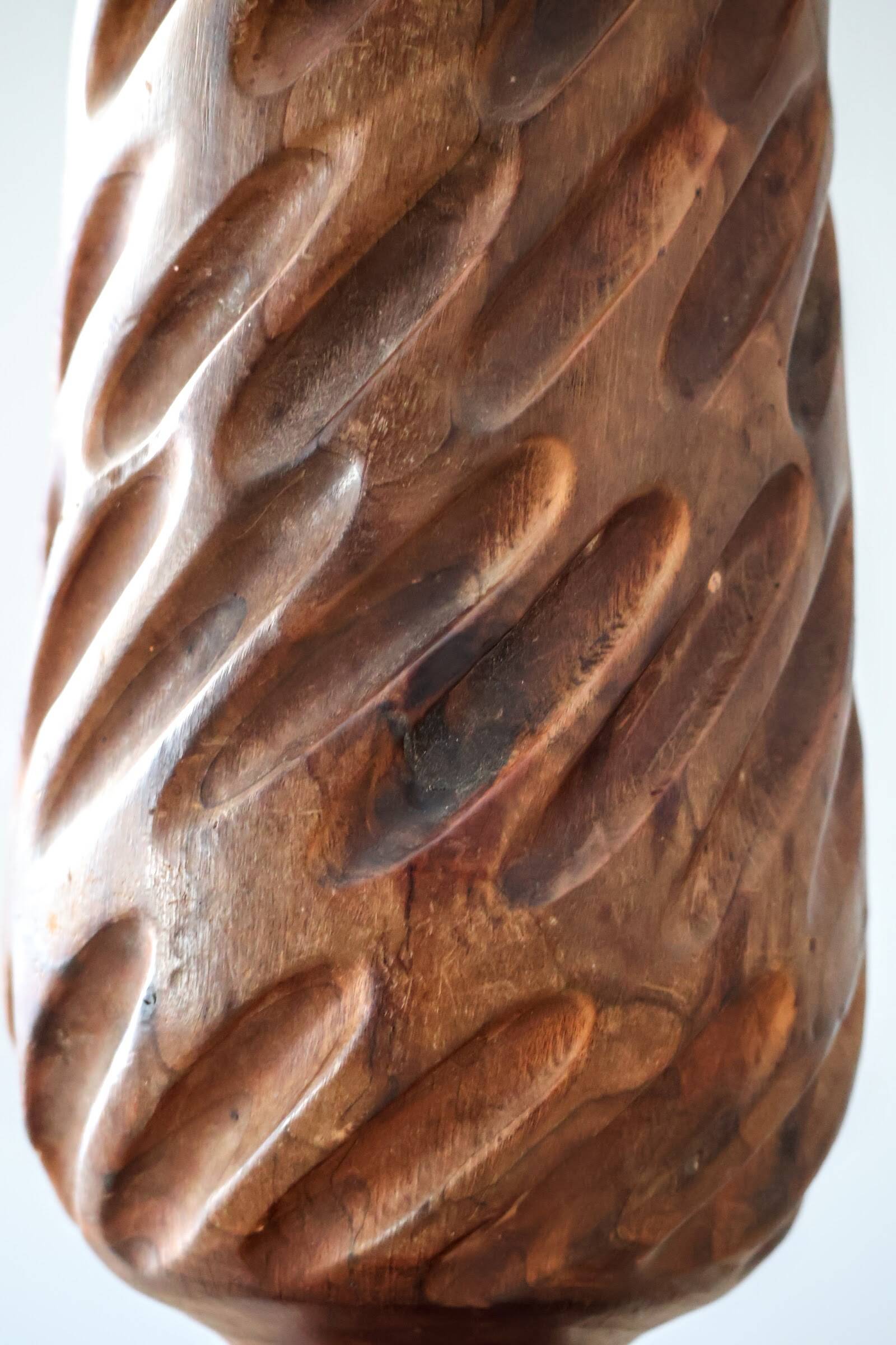 Hand-carved solid wood candle holder