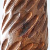 Hand-carved solid wood candle holder