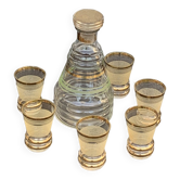 Liqueur service composed of a baby gray green granite glass carafe, and 6 port glasses