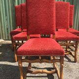 Vintage Louis XIII style chairs sheep bones in beech and velvet.