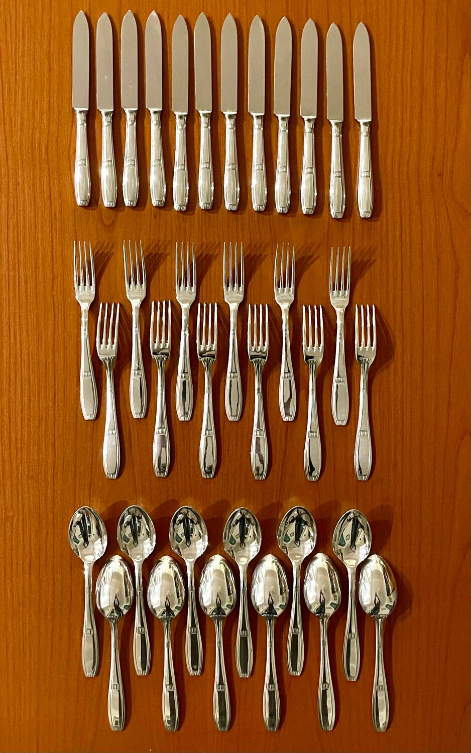 Ercuis, dessert cutlery, fruit and cheese, 36 art deco pieces
