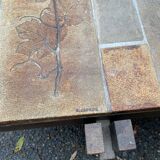 Vintage rectangular coffee table by Roger Capron, ceramic and herbarium design, 120cm