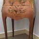 Pair of curved bedside tables in the Louis XV style with noble wood marquetry from the period.