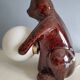 vintage bear lamp in brown ceramic and white opaline globe