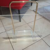 Porte revue vintage en plexiglass et laiton vintage