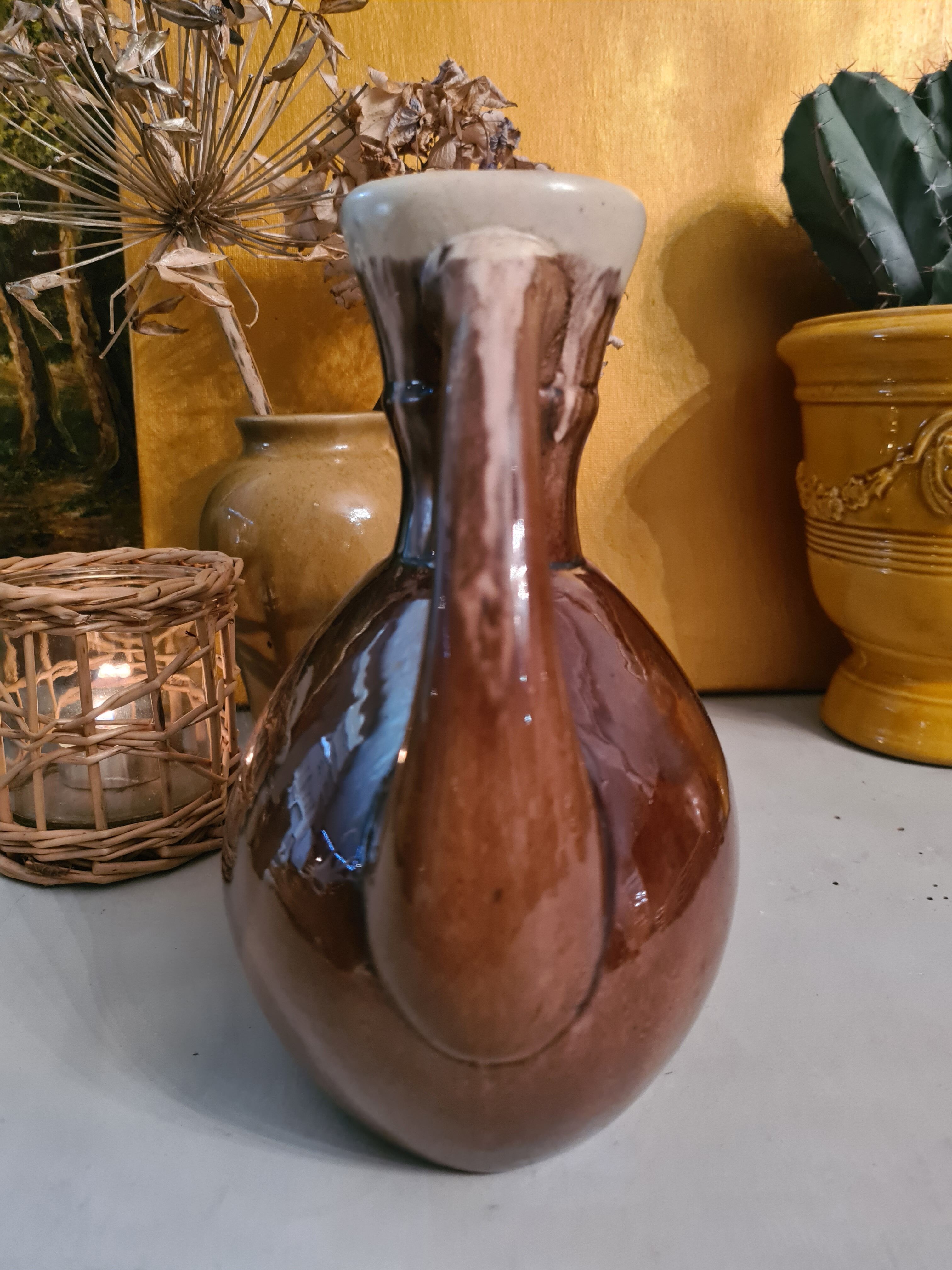 Ceramic vase amphora gustave de bruyn lille fives art new model 1498