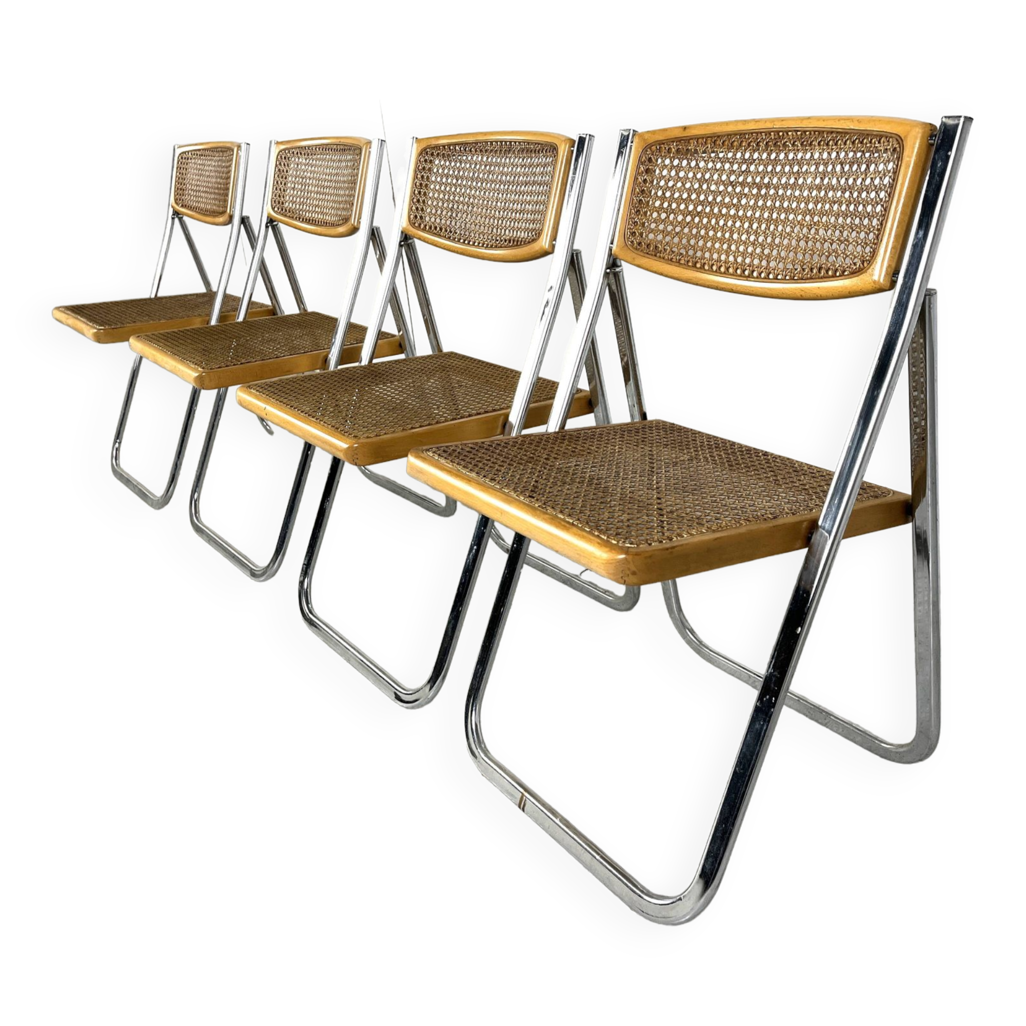 Vintage rattan folding chairs, 1970 - set of 4