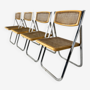 Vintage rattan folding chairs, 1970s - set of 4