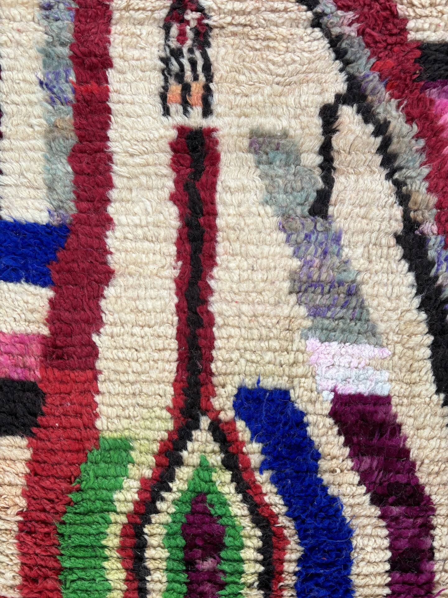 Berber Boujad multicolored wool hallway rug 70x360 cm
