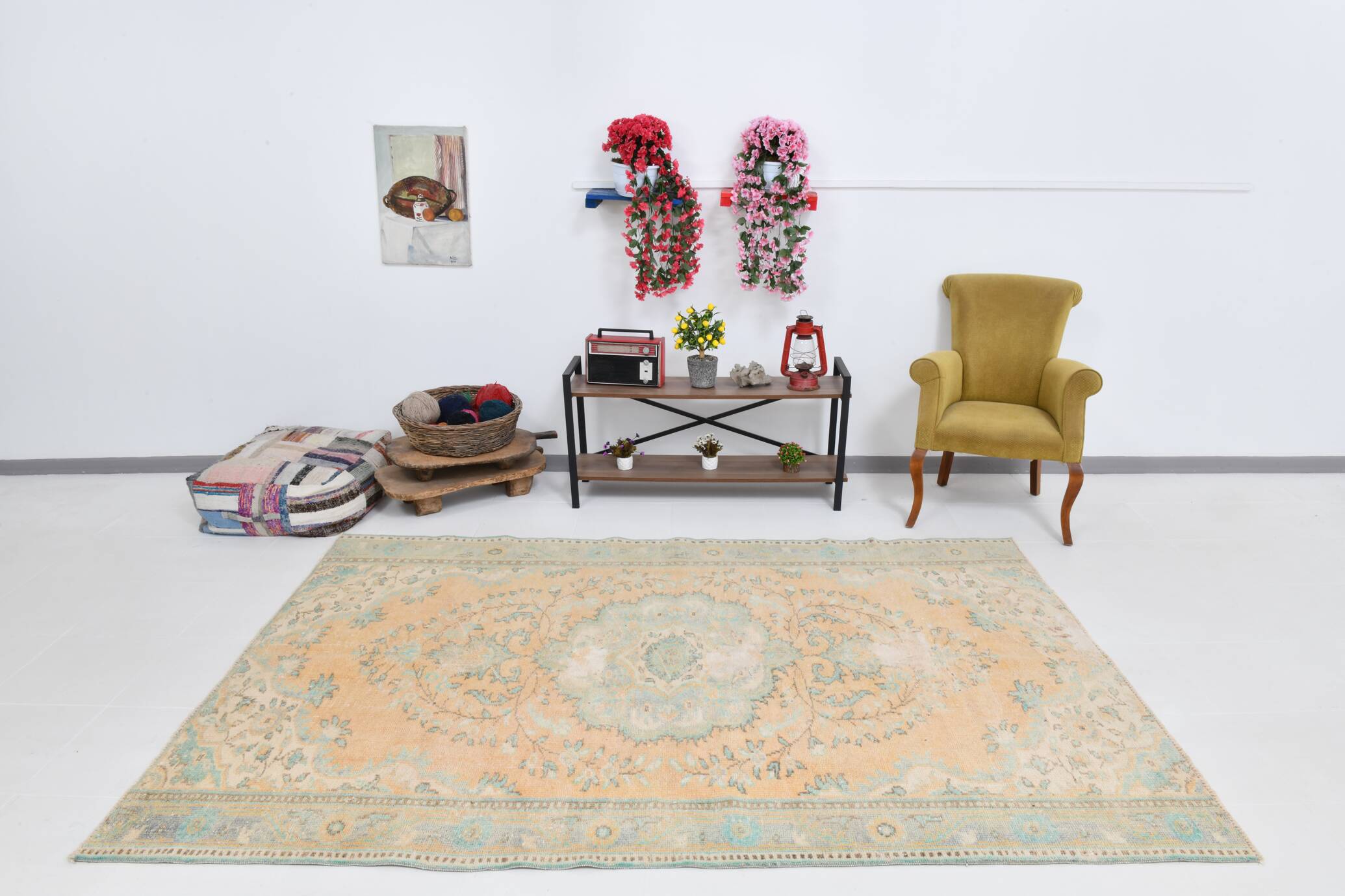 6x9 Pale Orange Oriental Vintage Rug 182x270Cm SK 21429