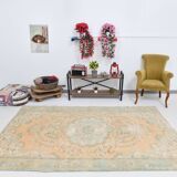 6x9 Pale Orange Oriental Vintage Rug 182x270Cm SK 21429