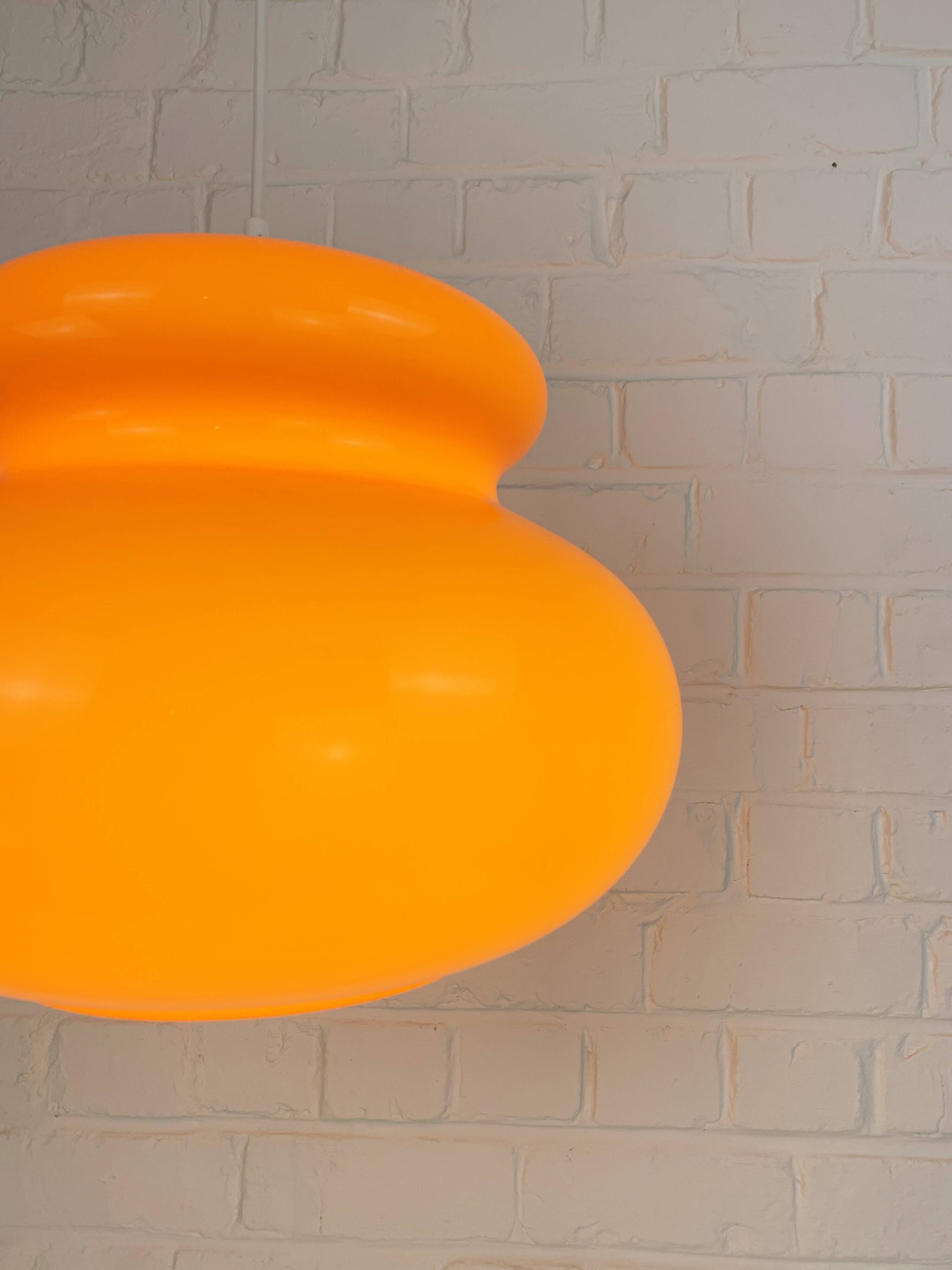 Vintage Space Age Orange Glass Pendant Light