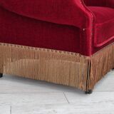 Fauteuil danois, originale, meuble en velours, pieds en bois de chêne