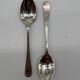 Service of 12 silver-plated metal coffee spoons with tongs and box from around 1900.
