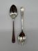 Service of 12 silver-plated metal coffee spoons with tongs and box from around 1900.