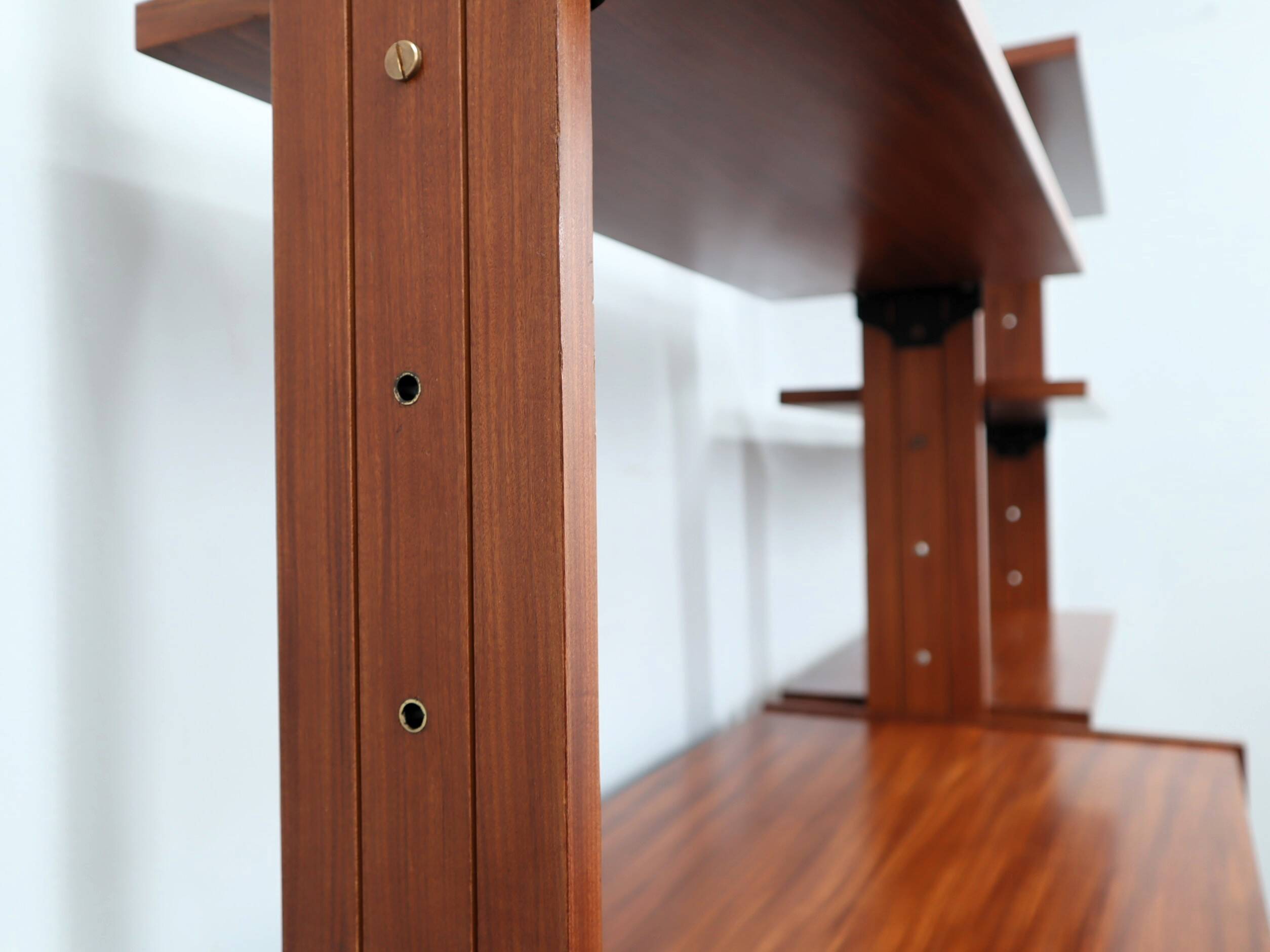 1950s teak modular wall unit with drop-front bar