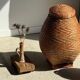 Large oval basket Indonesian weaving with lid H65 D50