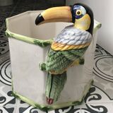 Vintage slip planter with Toucan decoration