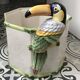 Cache pot vintage en barbotine à décor de Toucan