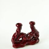 Large woven ceramic candle holder, Bordeaux, 1960