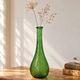 Vintage green glass bottle vase with geometric relief – H 33 cm