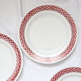 Set of 9 flat plates, geometric patterns, vintage