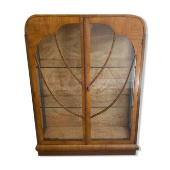 Vitrine Art Nouveau en placage de noyer
