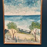 Original Swedish Oil on Panel - "Landskrona" by Stig Allan - Signed - Vintage and Framed - 60 × 50 cm (23.6" × 19.7")