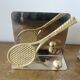 Chrome and brass bookends "tennis & golf" from the 1970s.