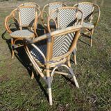 Set of 6 rattan terrace bistro armchairs type "Parisian"