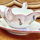 Old sauceboat earthenware Lunéville model lantern pink tulip