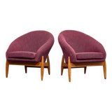 Lounge Chairs in Hand-Stitched Jacquard Upholstery by Sándor Palócz, 1968