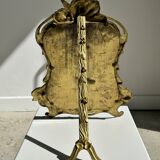 Art Deco style gilded bronze mirror with beveled glass H40cm