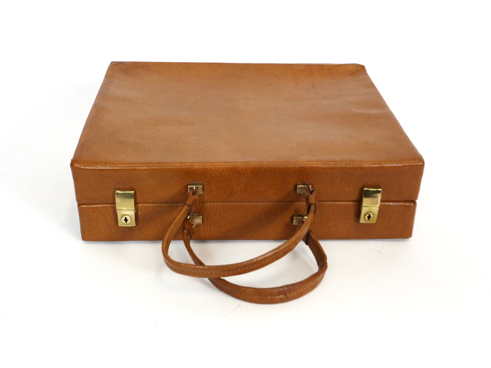 Set three vintage leather suitcases