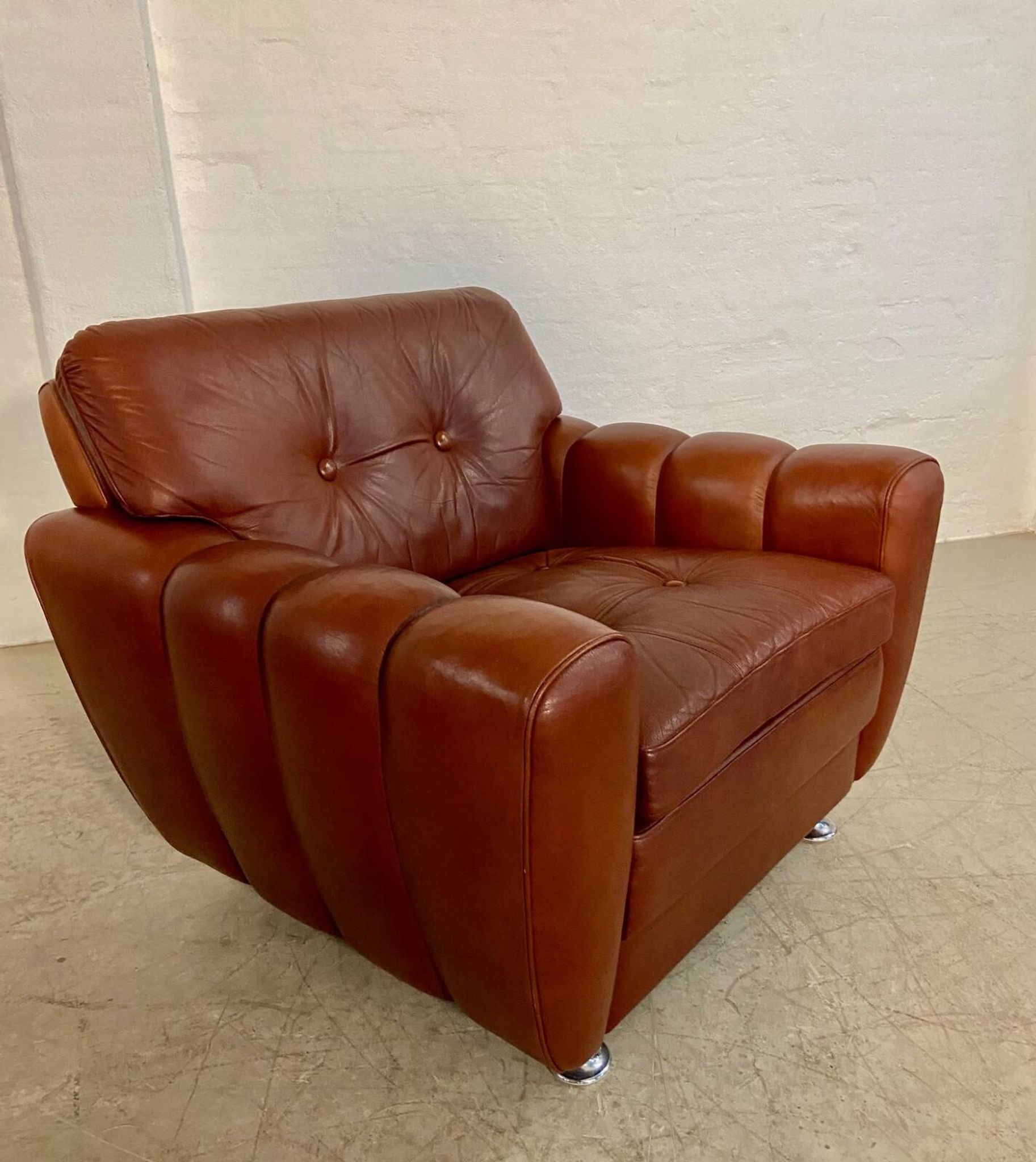 Vintage Danish mid-century Svend Skipper leather club chair 1970s