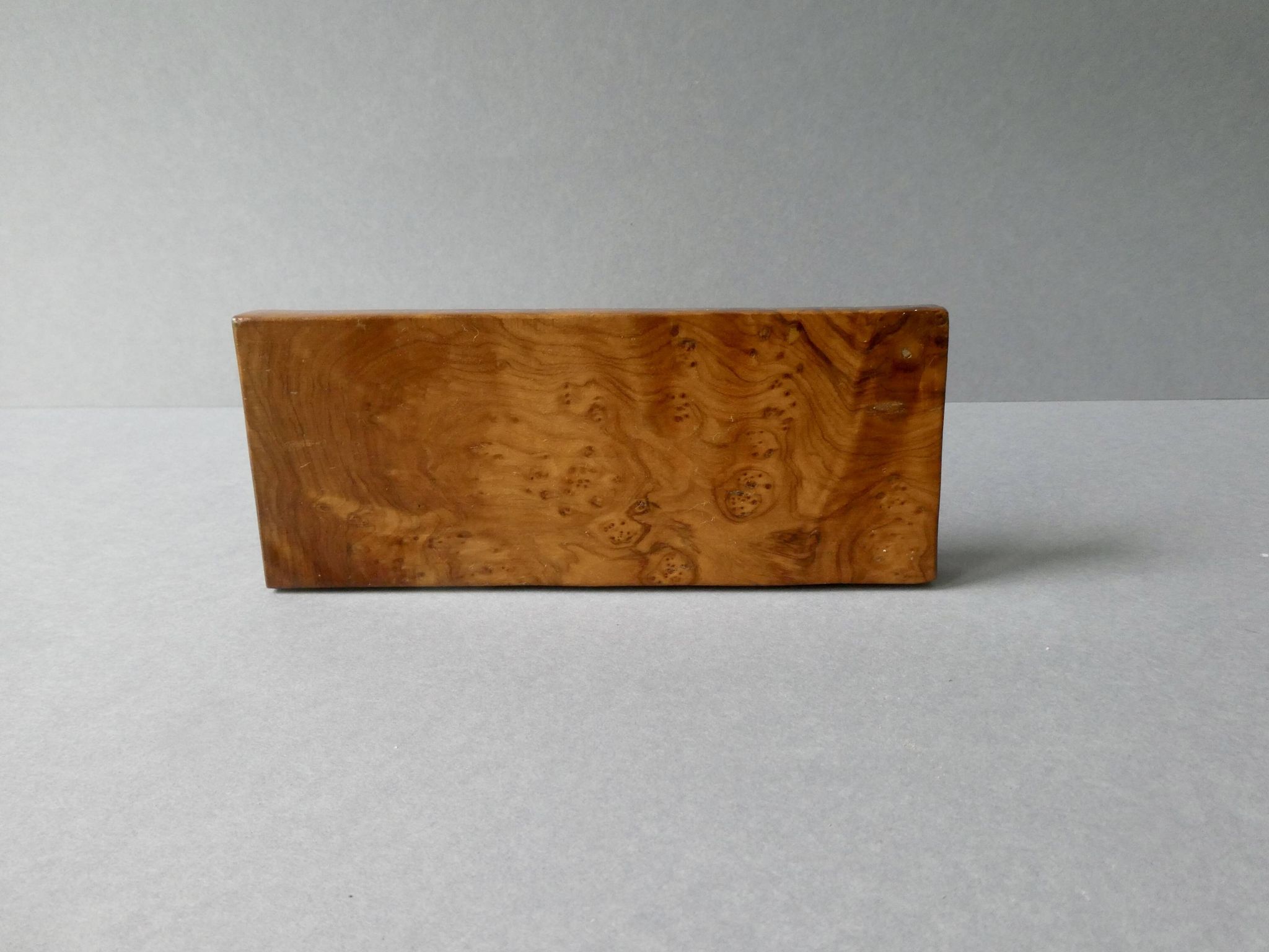 Olive wood and burl salt and pepper shakers, 1970s-80s.