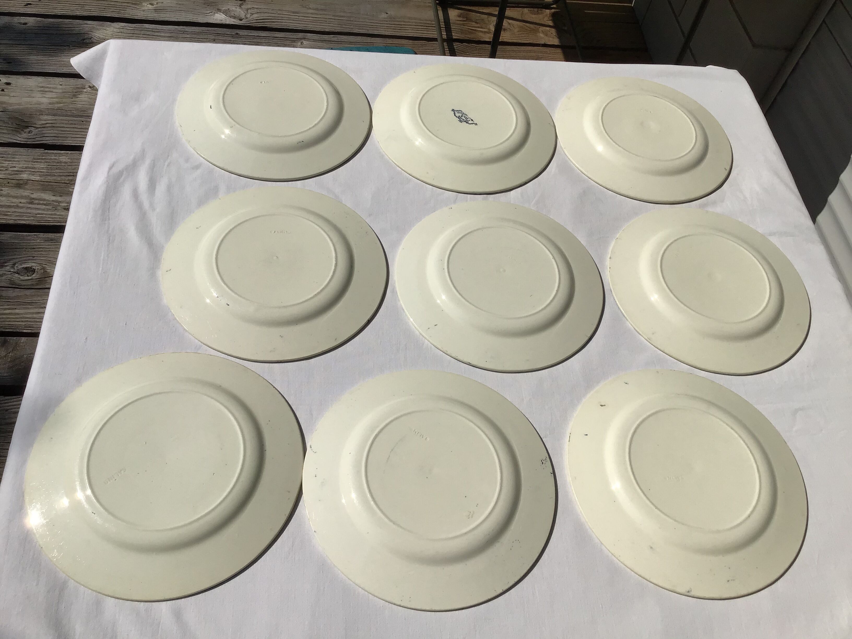 9 flat plates Terre de Fer Salins marine décor Yvonne