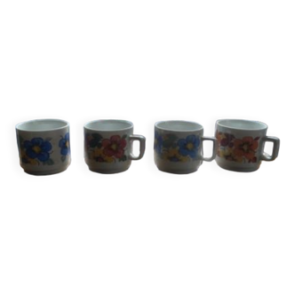 Floral cups x4