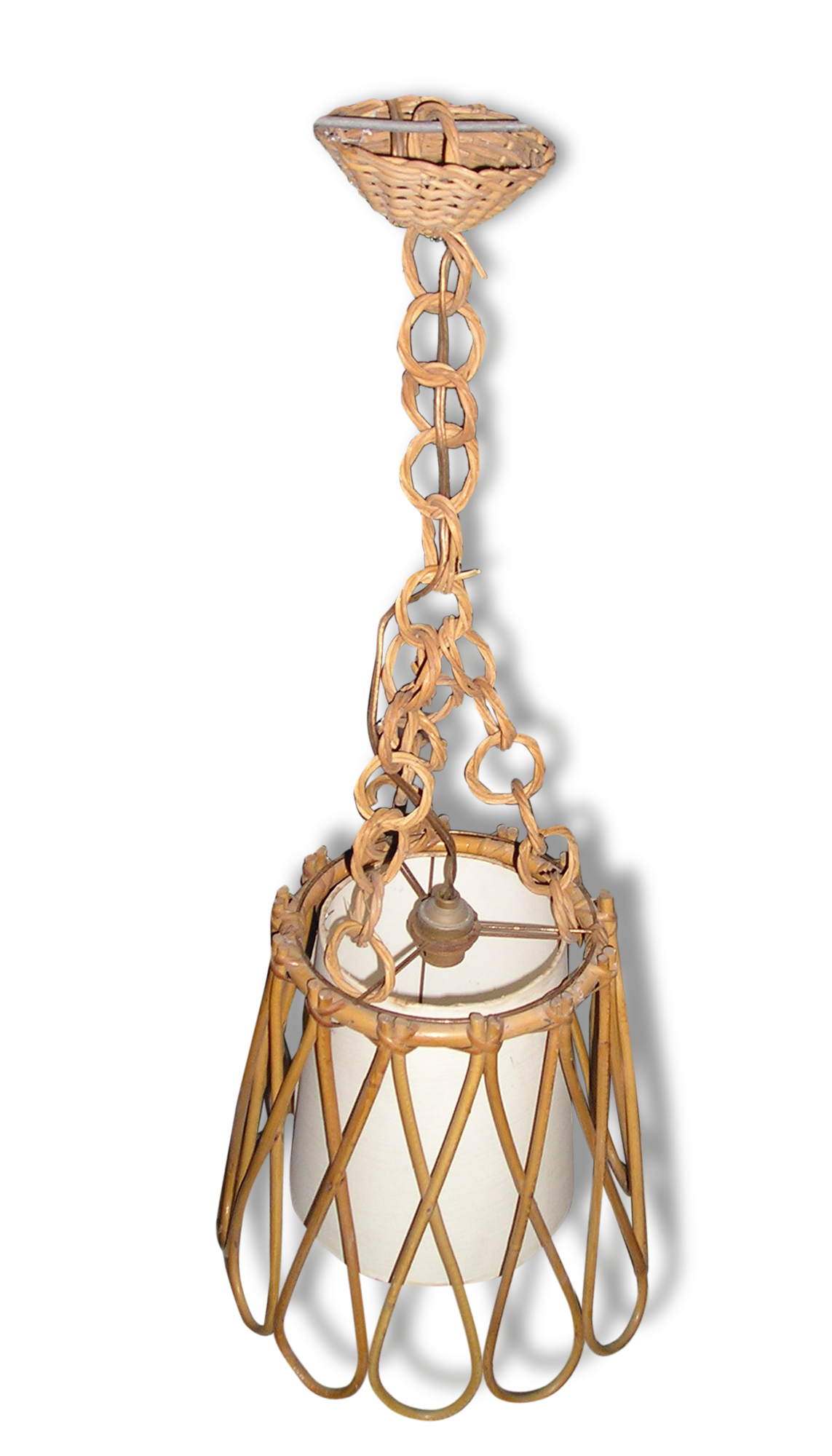 Chandelier hanging Wicker rattan of the years 60/70