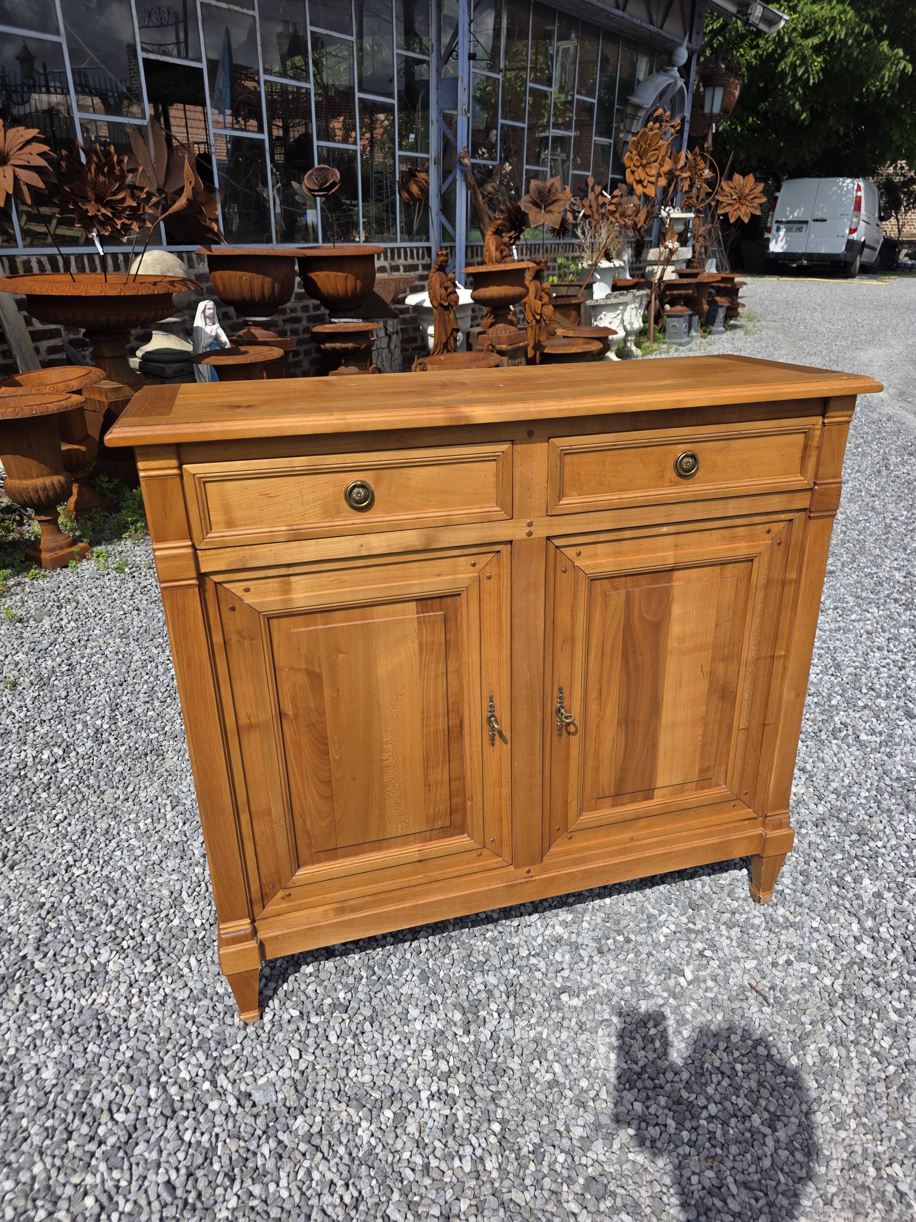 Louis XVI style buffet in solid cherry wood from the mid-20th century.