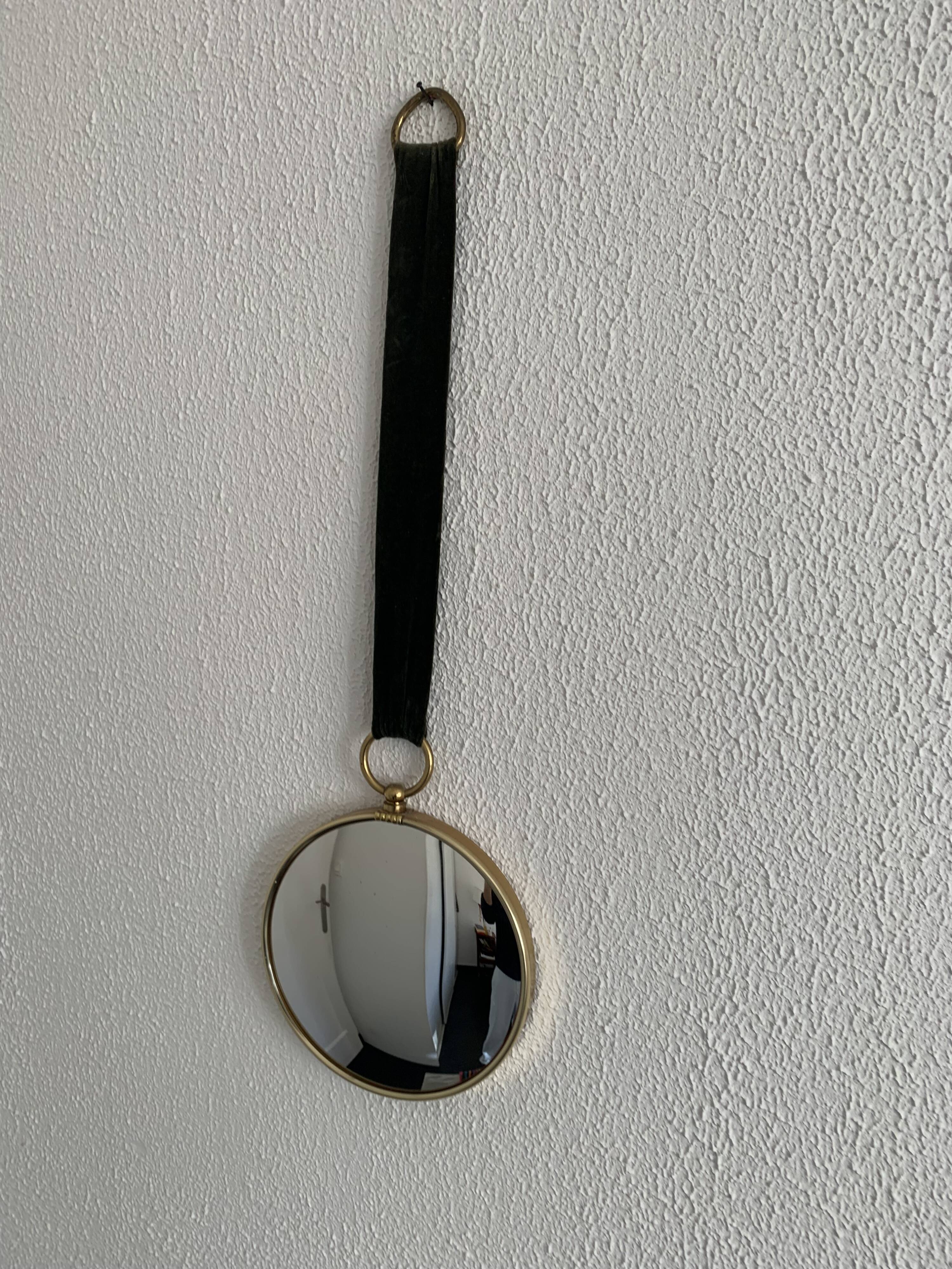 Vintage 1960s green witch's eye mirror - 20 x 67 cm