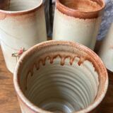 Set of 4 tall Vallauris stoneware goblets