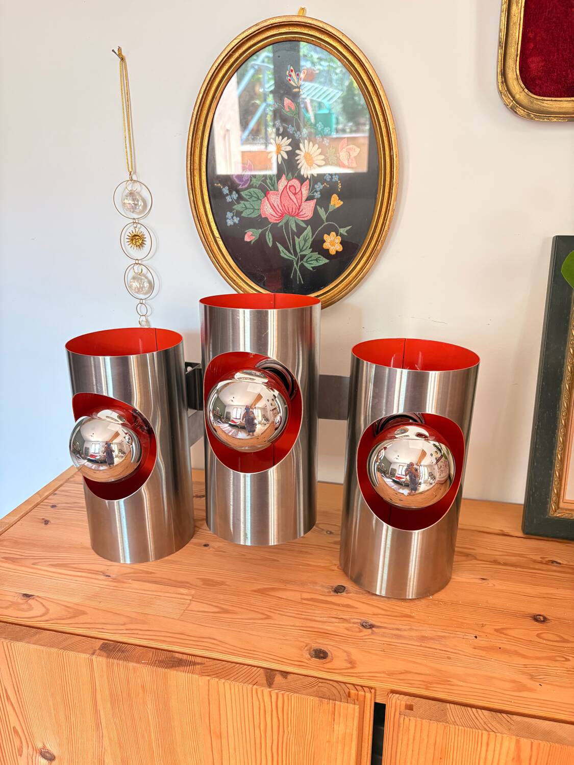 Vintage Triple UFO Orange Wall Light – Oxar 70s