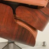 Lounge chair with footstool in aniline leather , 1970s