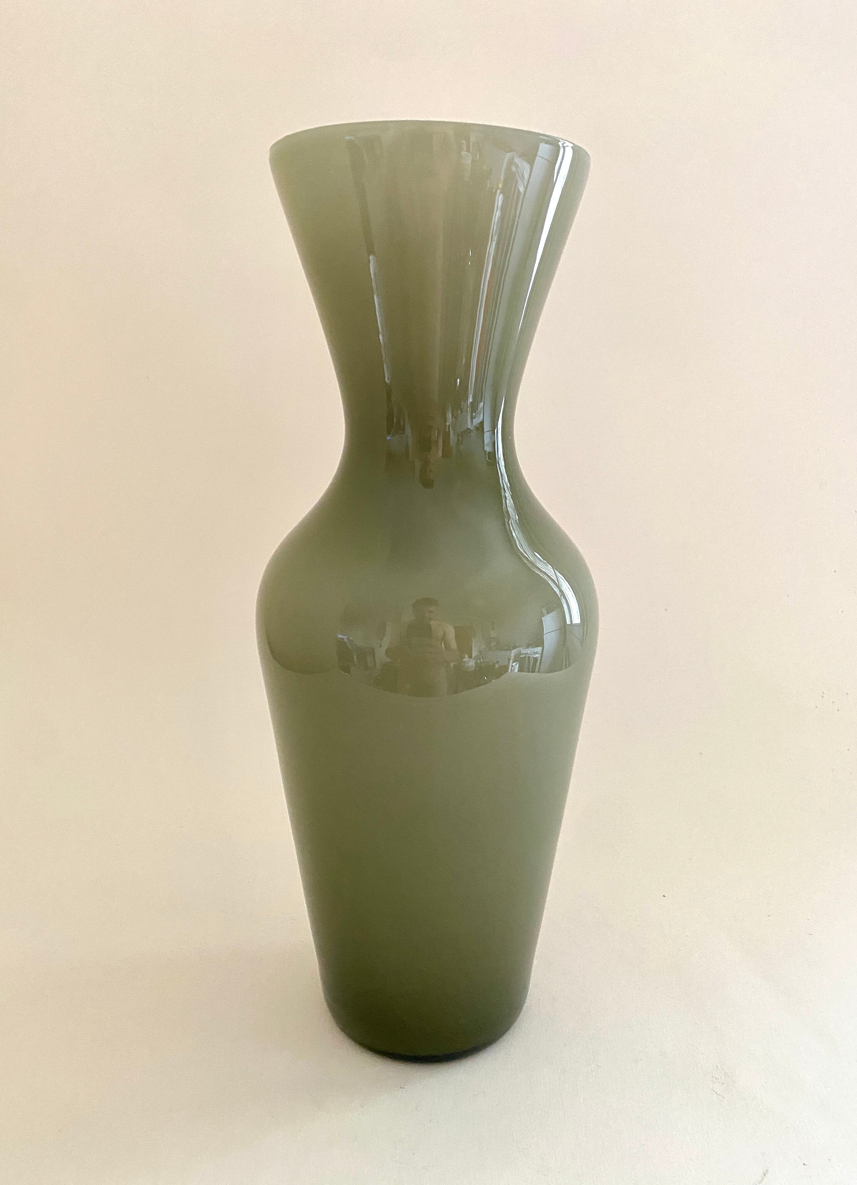 Opaline gray green vase