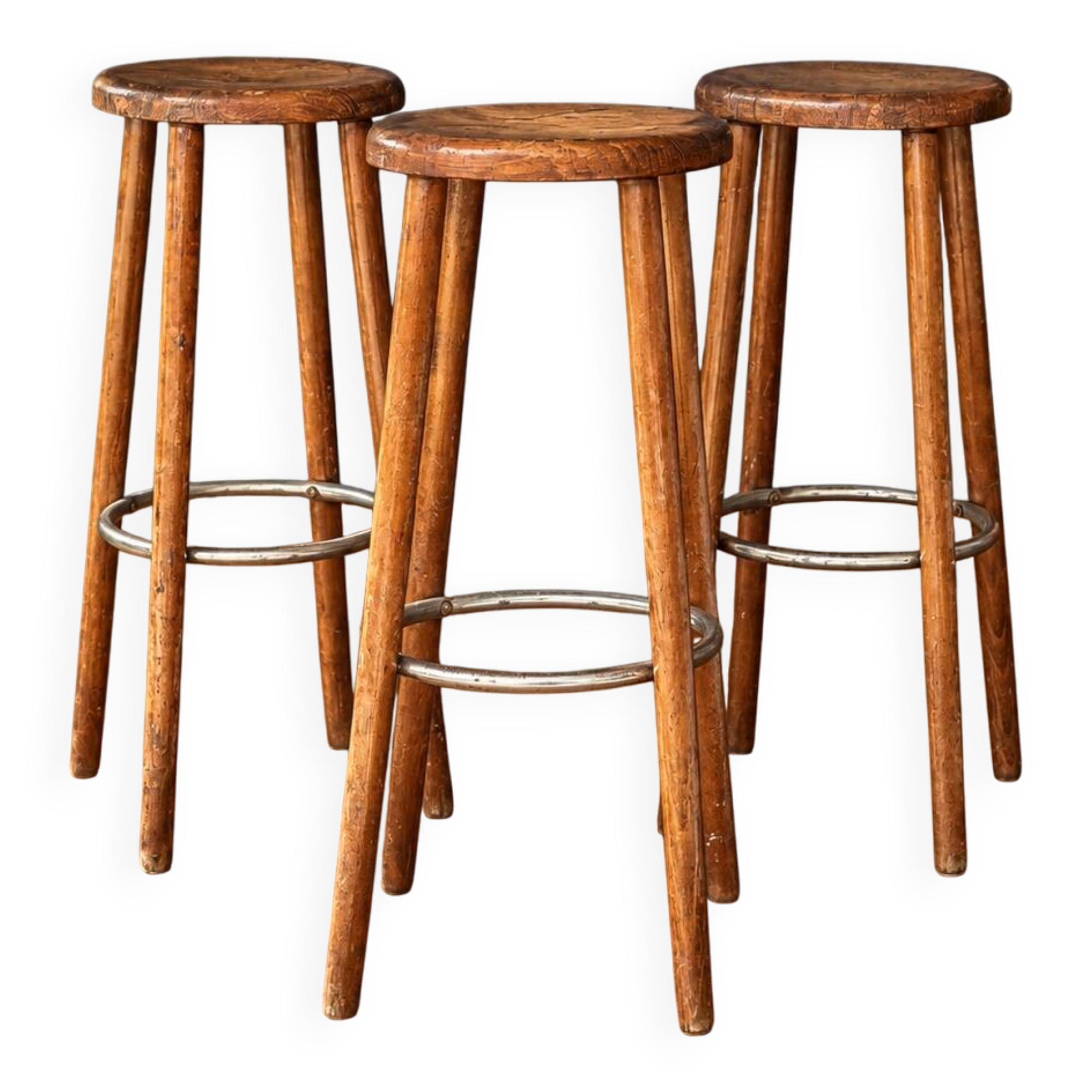 Set of 3 wooden bar stools