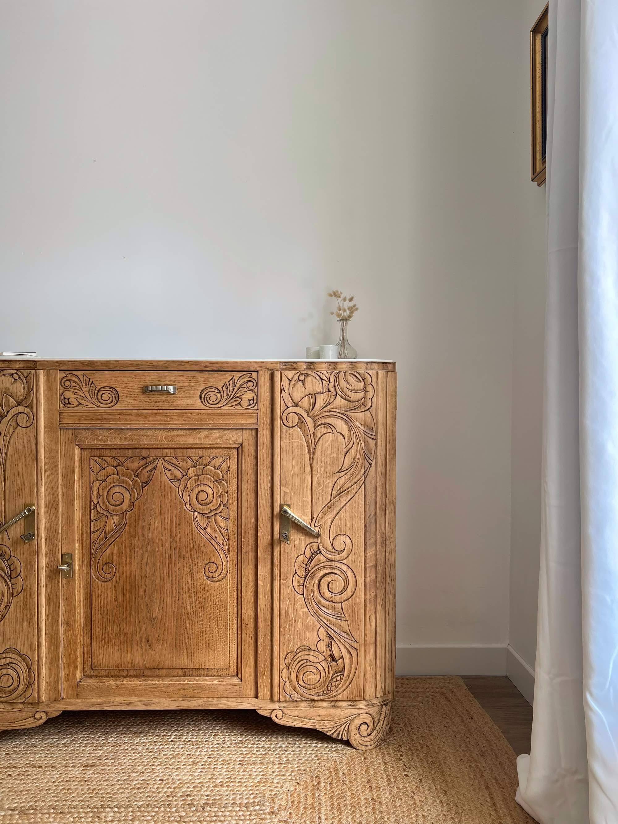 Art Deco oak sideboard with mirror (removable)