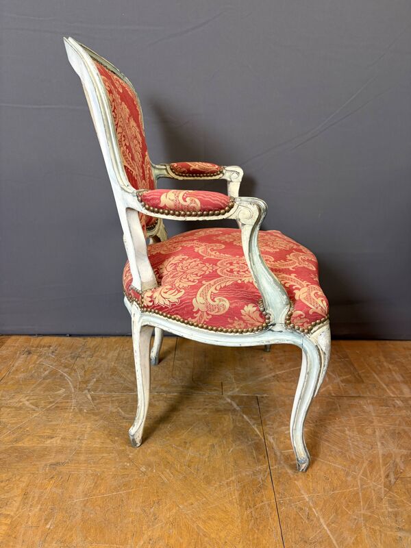 Paire de Cabriolets de Style Louis XV en Hêtre polychrome