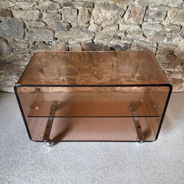 Table basse en Plexiglas fumé par Michel Dumas pour Roche Bobois, 1970